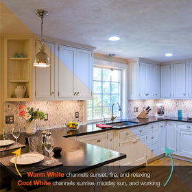 SYLVANIA LED Flood BR40 lit to reveal 900 lumens brightness in a room