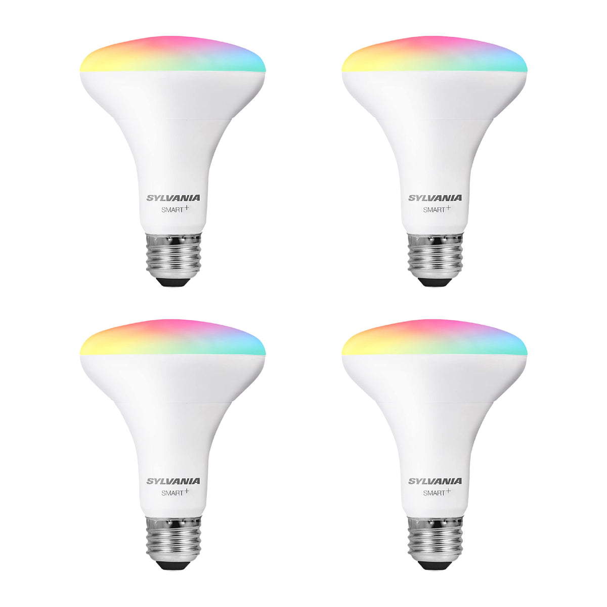 Sylvania BR30 smart bulb in color mode for mood lighting.