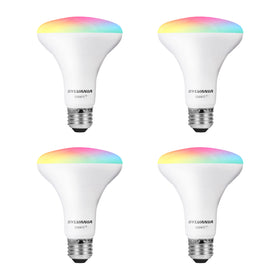 Sylvania BR30 smart bulb in color mode for mood lighting.