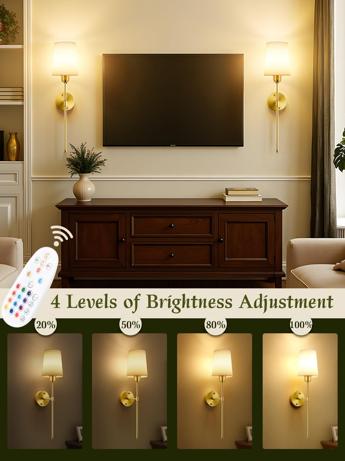 SyncGlow dimmable wall sconce with remote control for customizable mood lighting