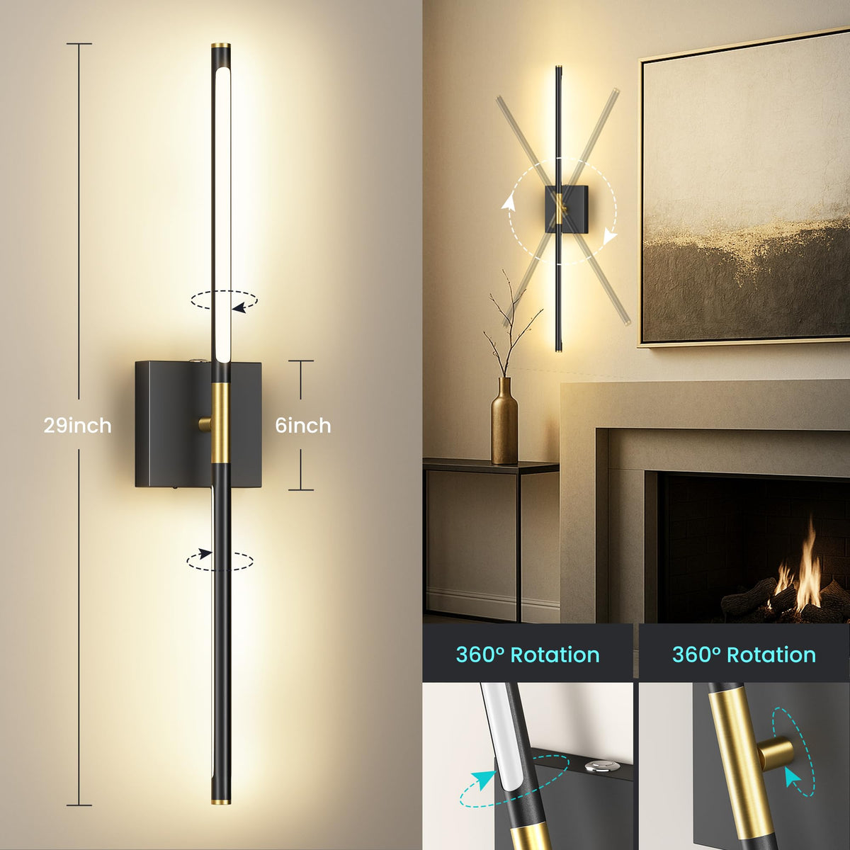 SyncGlow wall sconce with remote control for easy lighting control.
