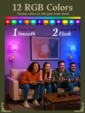 SyncGlow wall light demonstrating remote control use for brightness and color