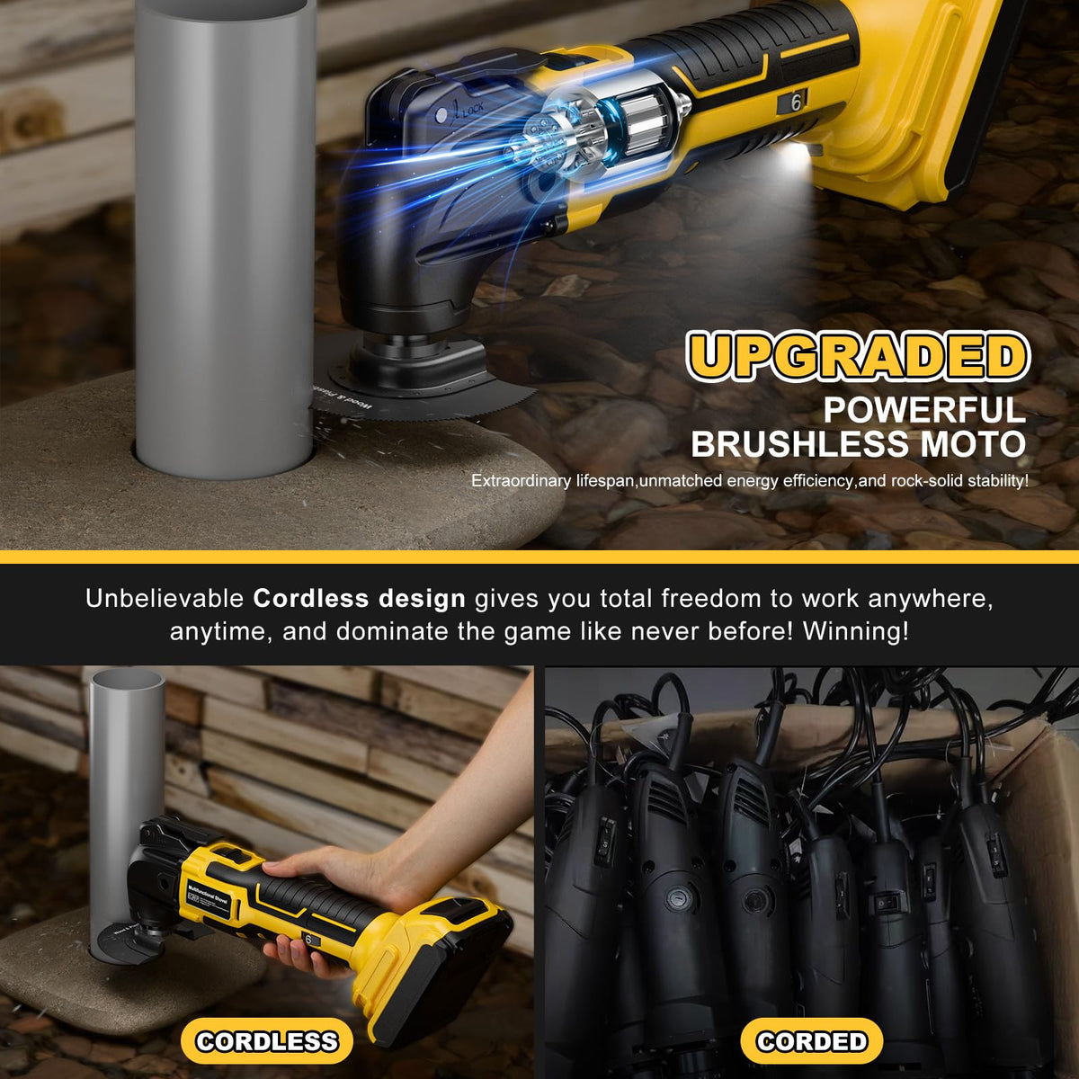 Synxiter auxiliary handle provides improved control during tough cuts.