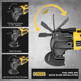 Synxiter blade-set showing blades for wood, drywall, and more.