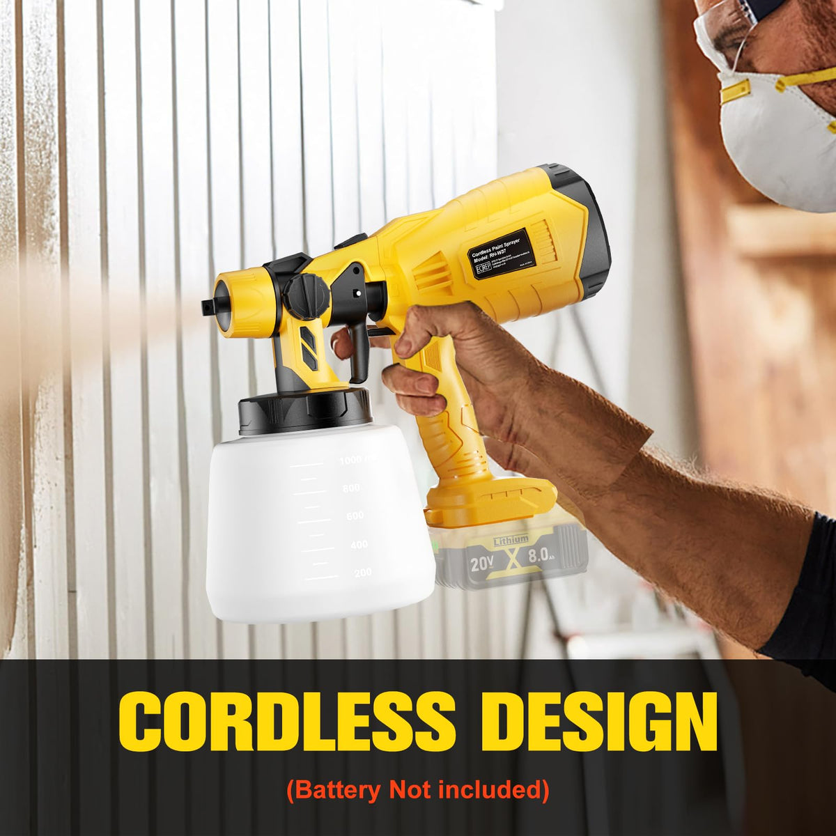 Synxiter spray gun showing three patterns and two nozzles for versatile finishes.