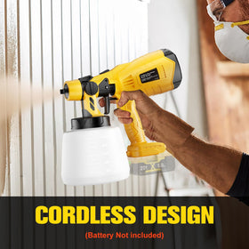 Synxiter spray gun showing three patterns and two nozzles for versatile finishes.