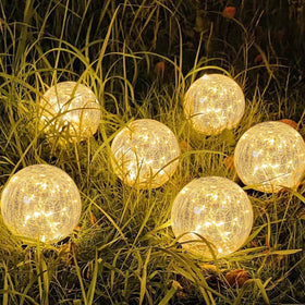 SyouHome crackle glass ball solar light for warm pathway glow