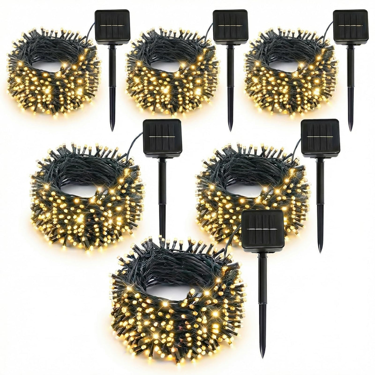 SyouHome 6-pack solar string lights brighten the garden setup with warm glow.