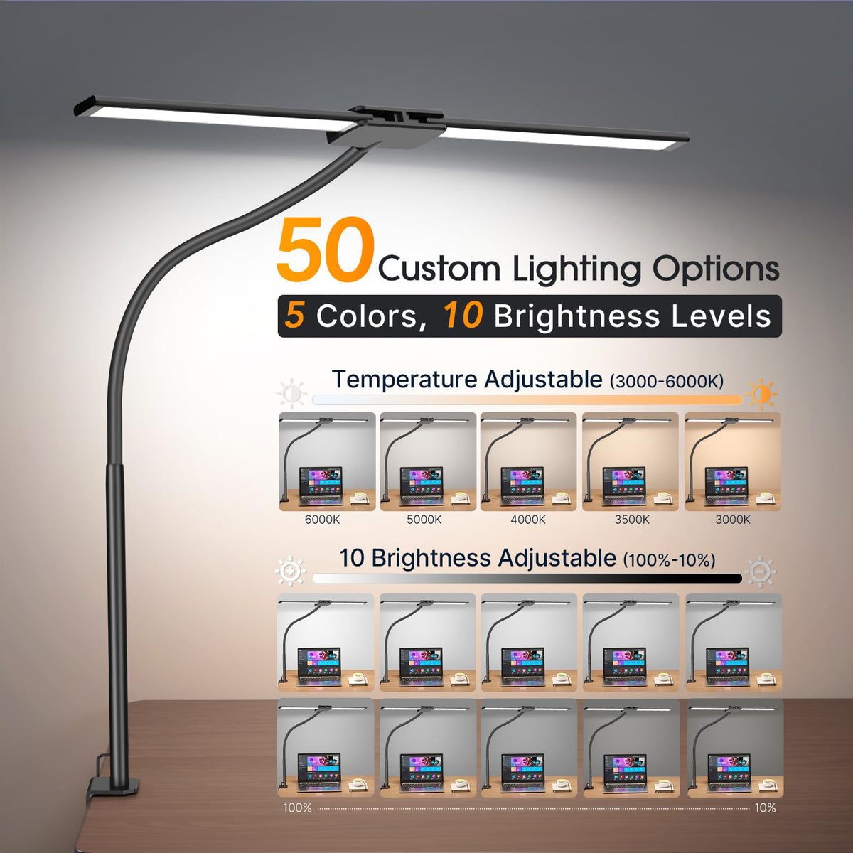 Syrinx desk lamp with gesture-control enables easy on/off from a distance.