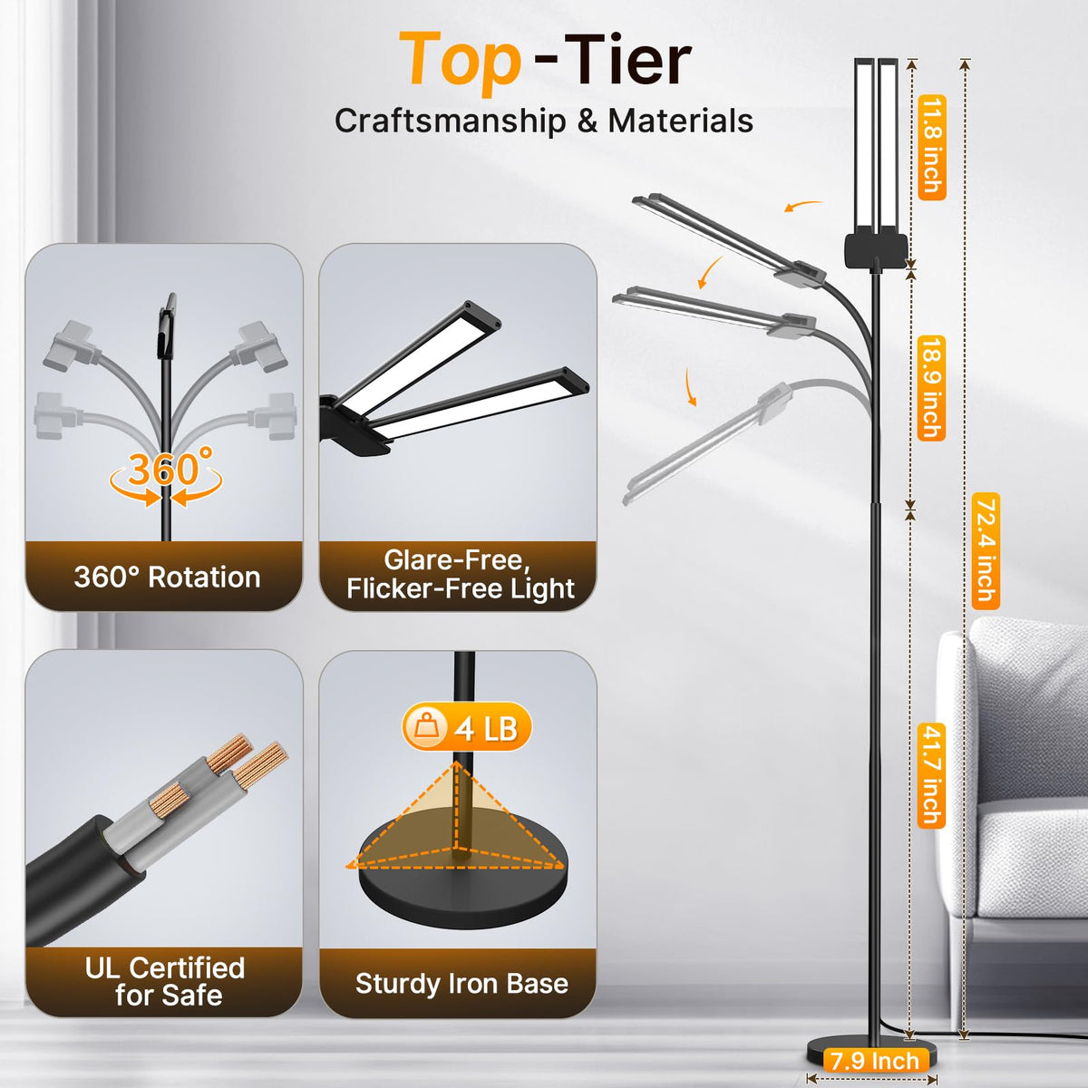Syrinx 360-degree gooseneck offers flexible light direction for crafts and desks.