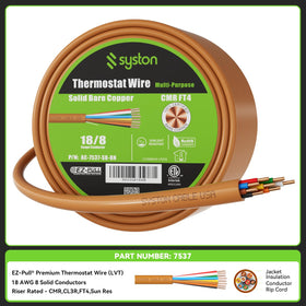 Syston thermostat cable showing pure copper conductors for strong conductivity.