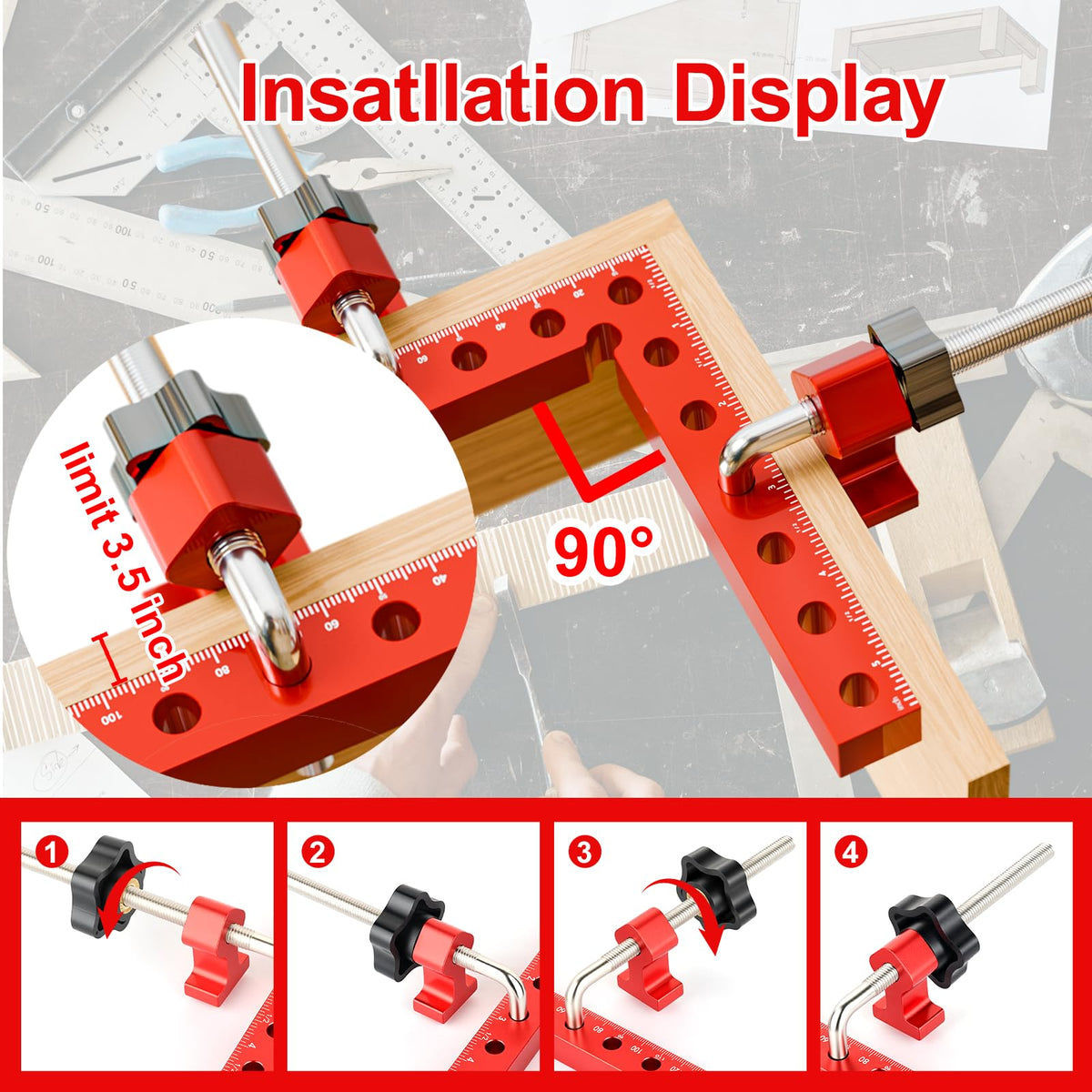 Syykttd clamp in use at a right angle frame for alignment.
