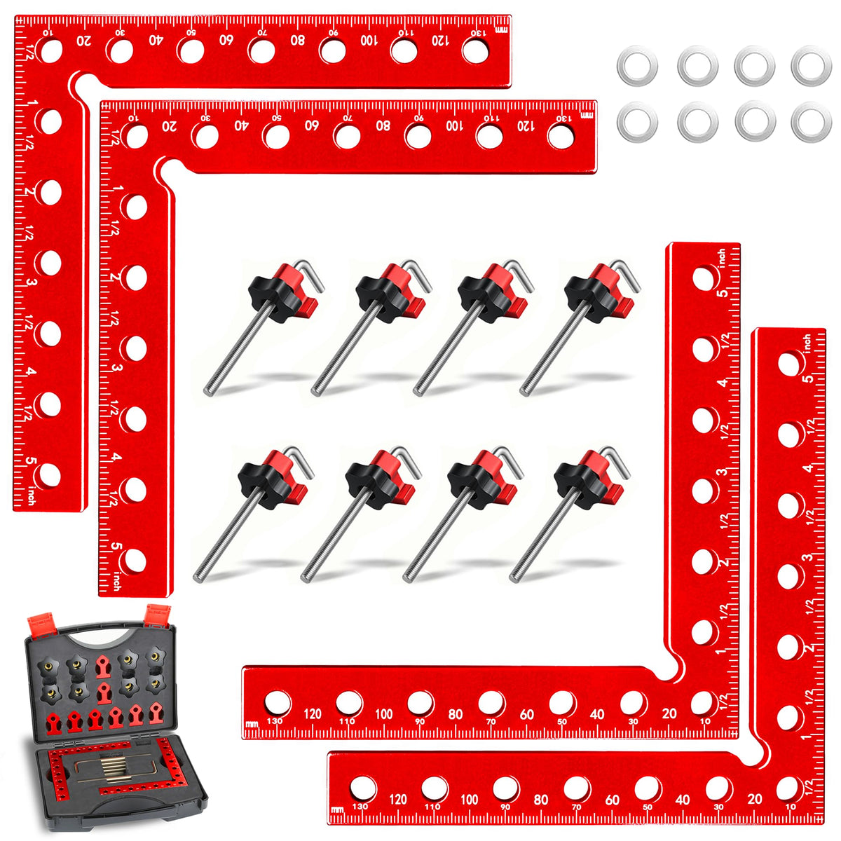 Syykttd corner clamps in box highlight organized storage for easy transport.