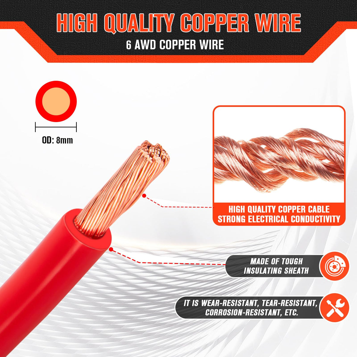 SZLYYDS 6awg black battery cable for marine wiring