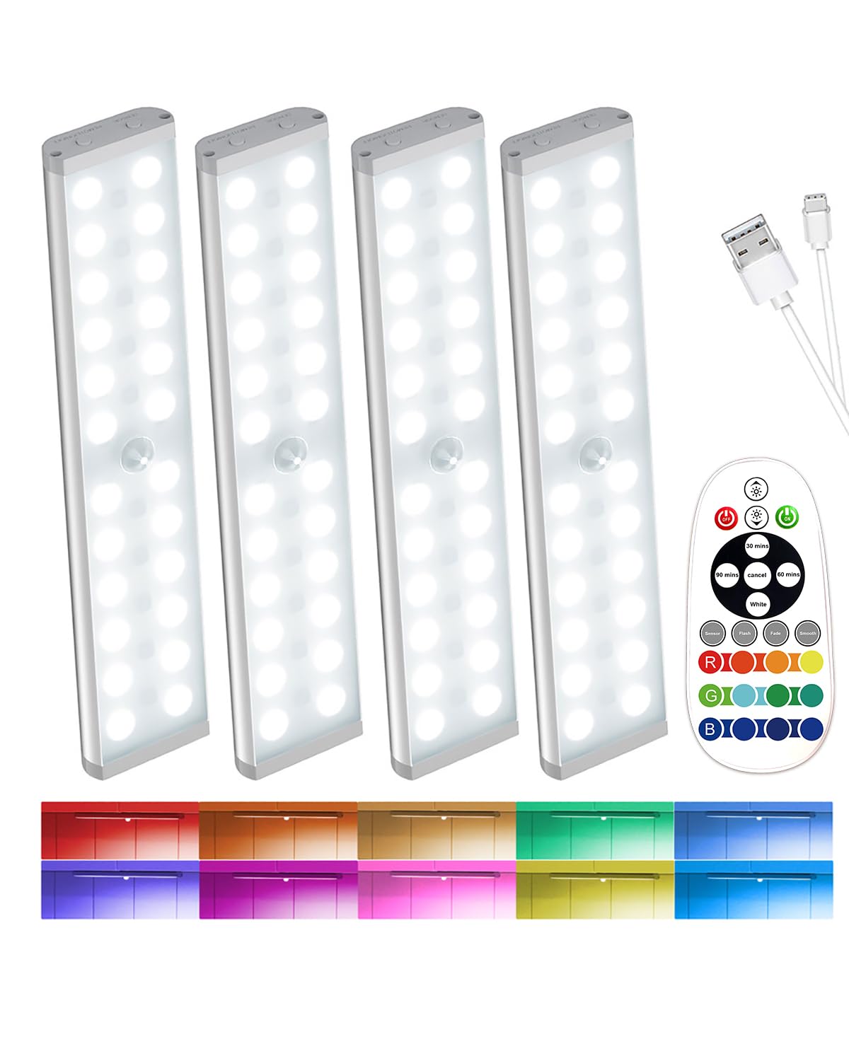 SZOKLED 58-LED under-cabinet lighting shows a slim, bright strip for organized countertops.