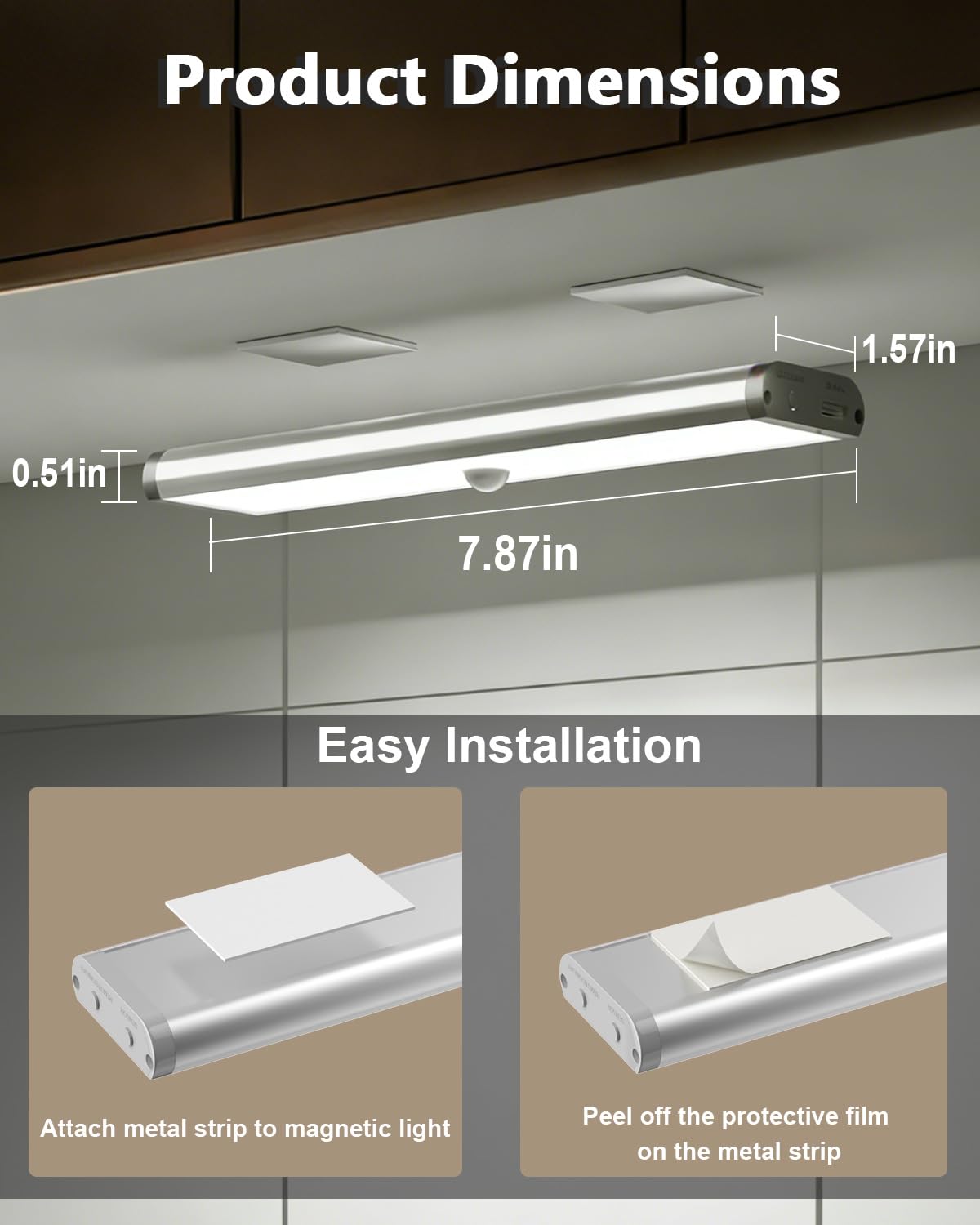 SZOKLED easy adhesive magnetic-strip installation for quick, tool-free setup.