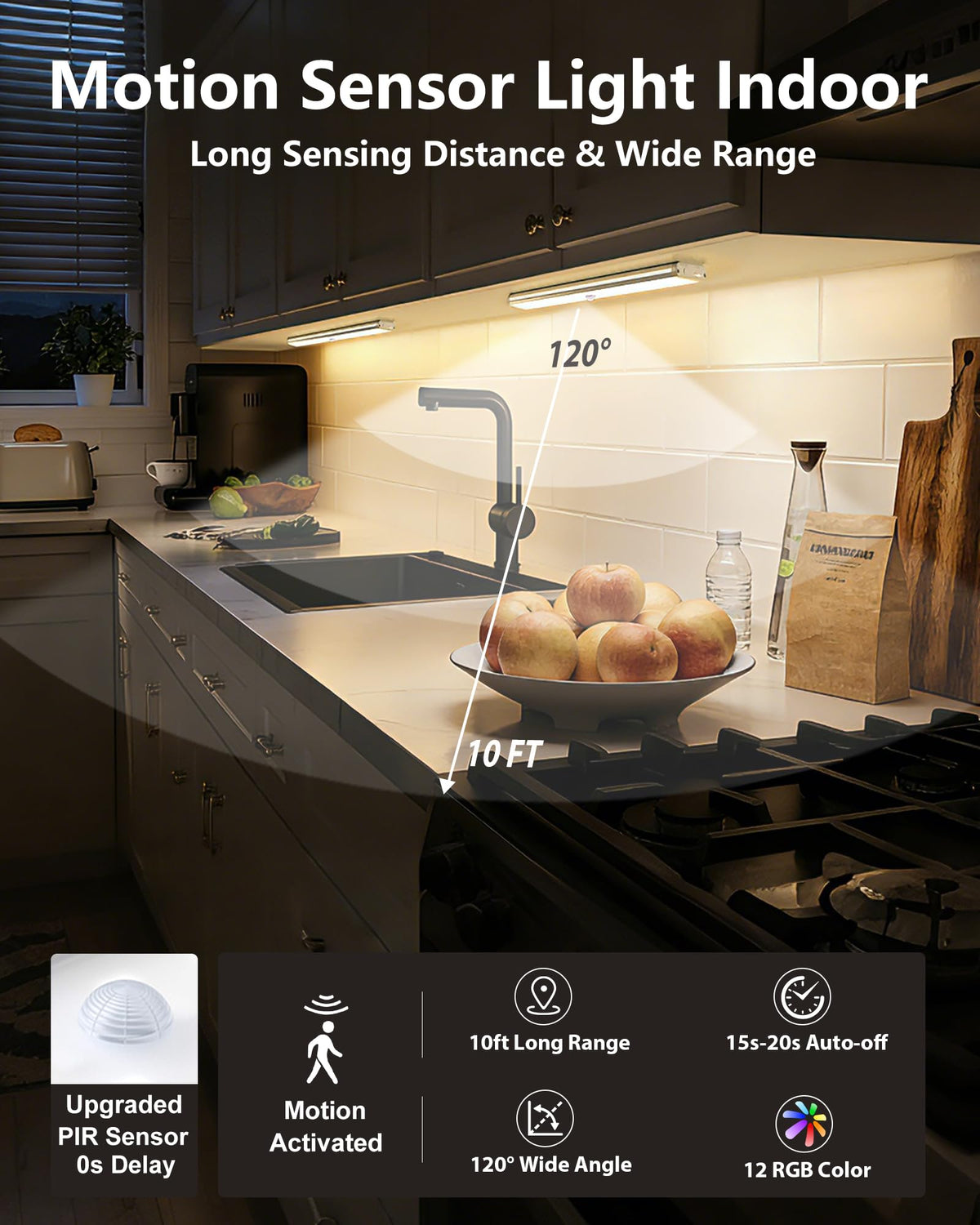SZOKLED motion-sensor night light activates with motion for hands-free visibility.