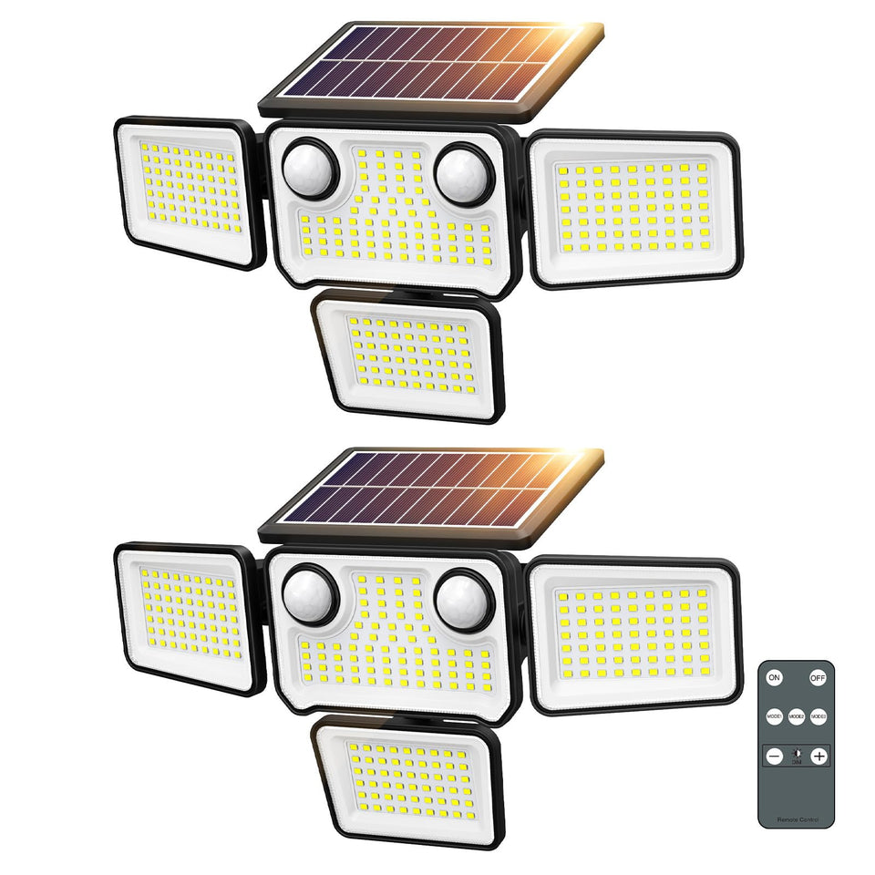 SZPOWER 4500LM four-head solar light array for broad yard illumination