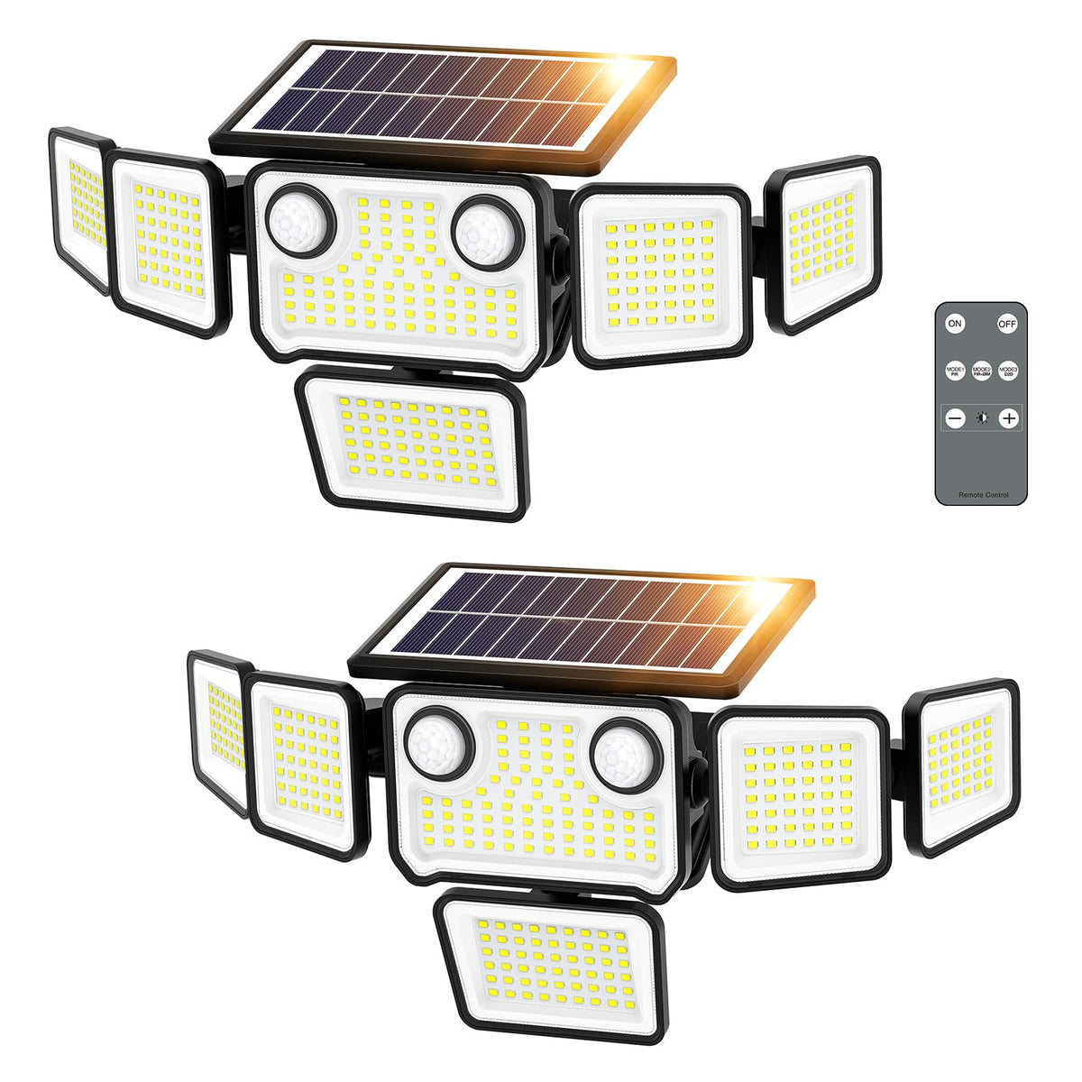 SZPOWER 6-heads solar flood light front view for bright outdoor illumination