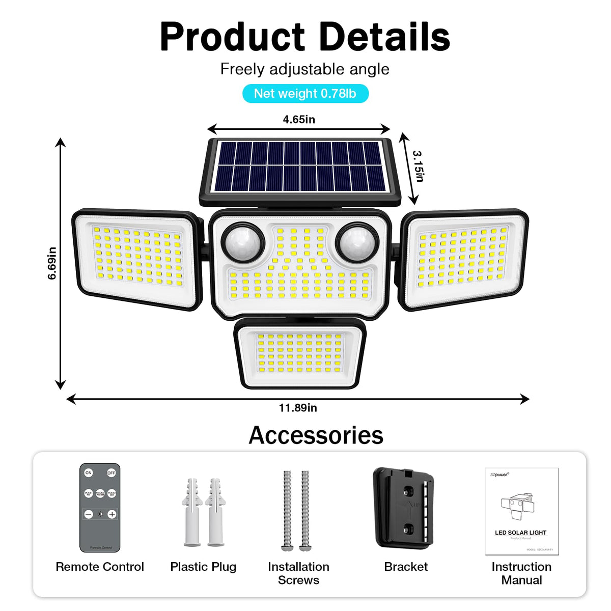 SZPOWER solar lights with remote control for easy brightness adjustments