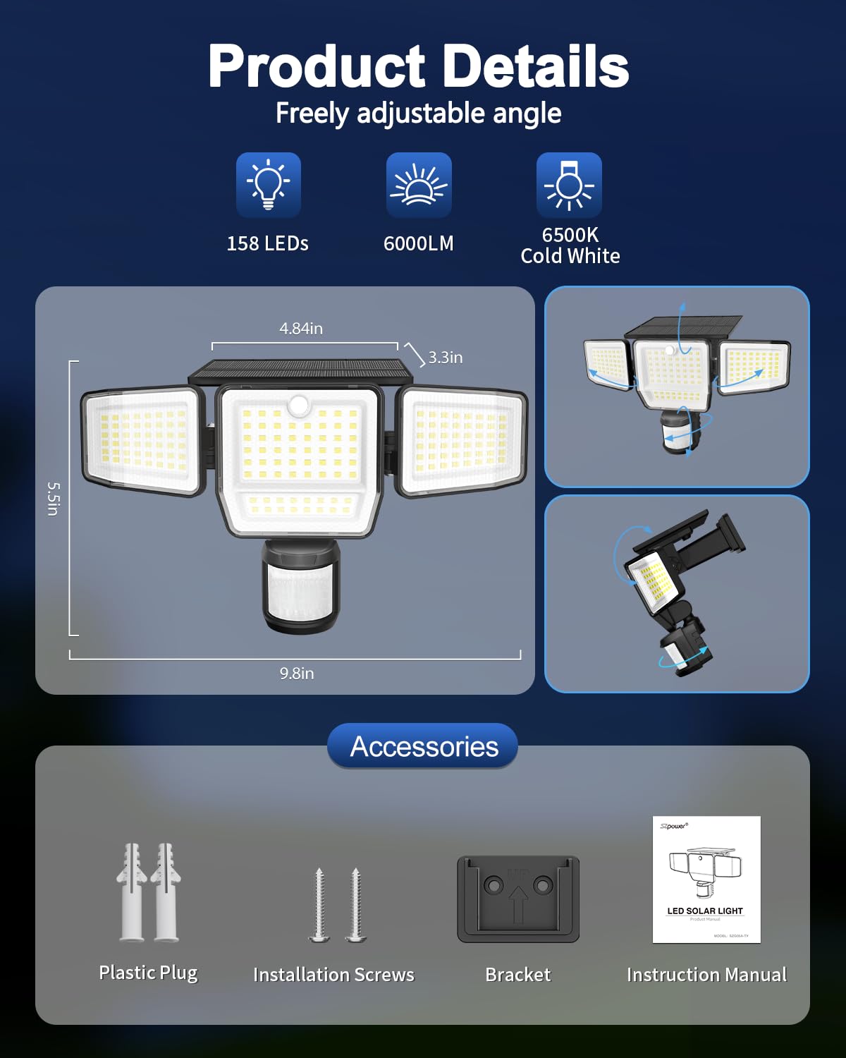 SZPOWER solar wall mount driveway light installed outdoors