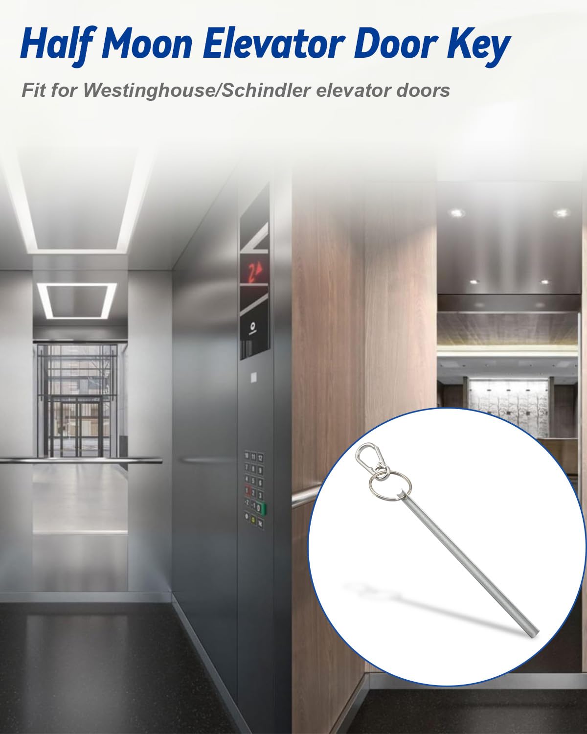SZRKRLA half moon elevator key for Schindler doors, reliable direct replacement.