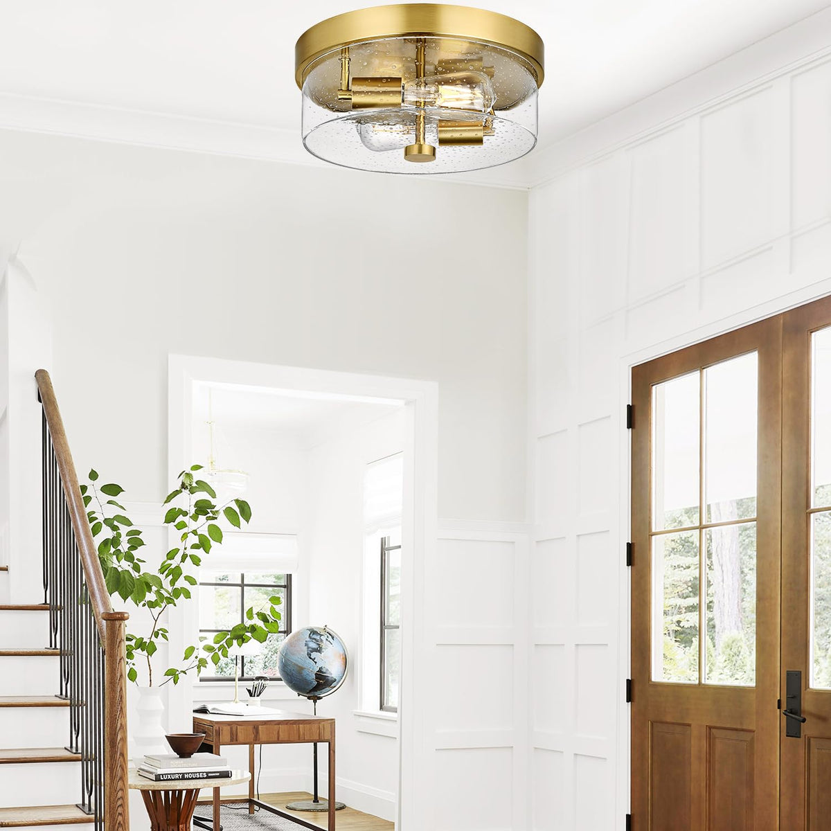 Szzgco industrial-style flush mount in a hallway setting for farmhouse decor