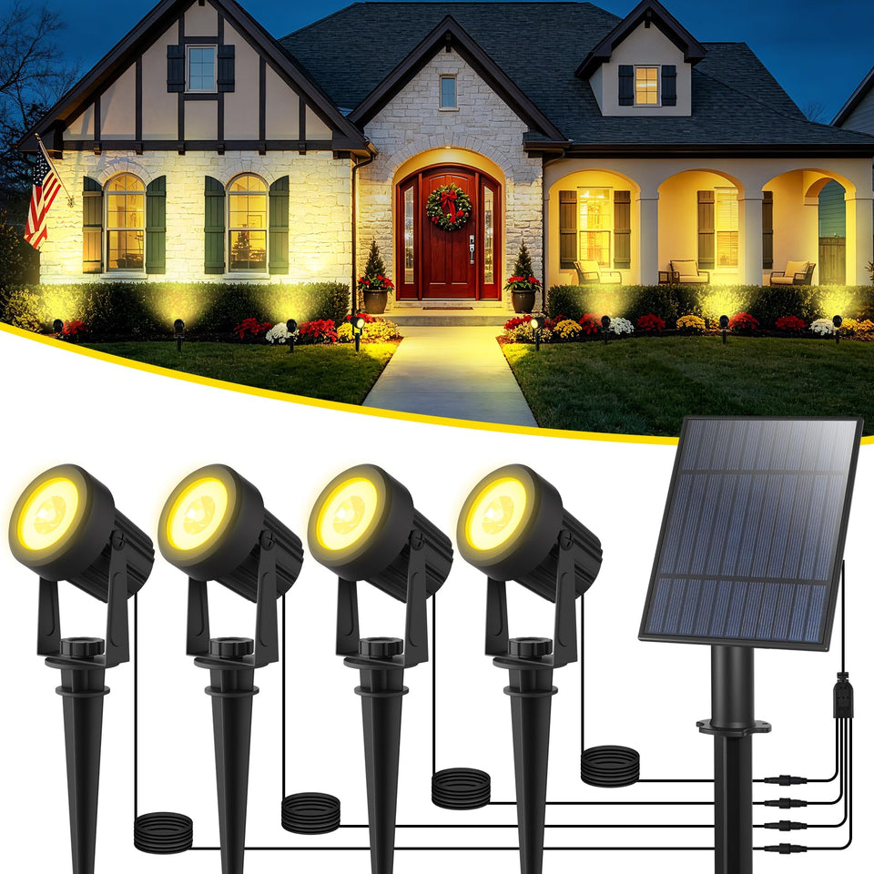 T-SUN 4-in-1 solar spotlights panel provides versatile yard lighting with efficient energy use.