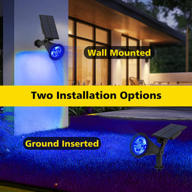 T-SUN blue solar spotlight IP65 waterproof design for all-weather use.