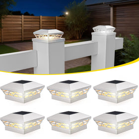T-SUN solar post cap lights six-pack around a post for evening ambiance.