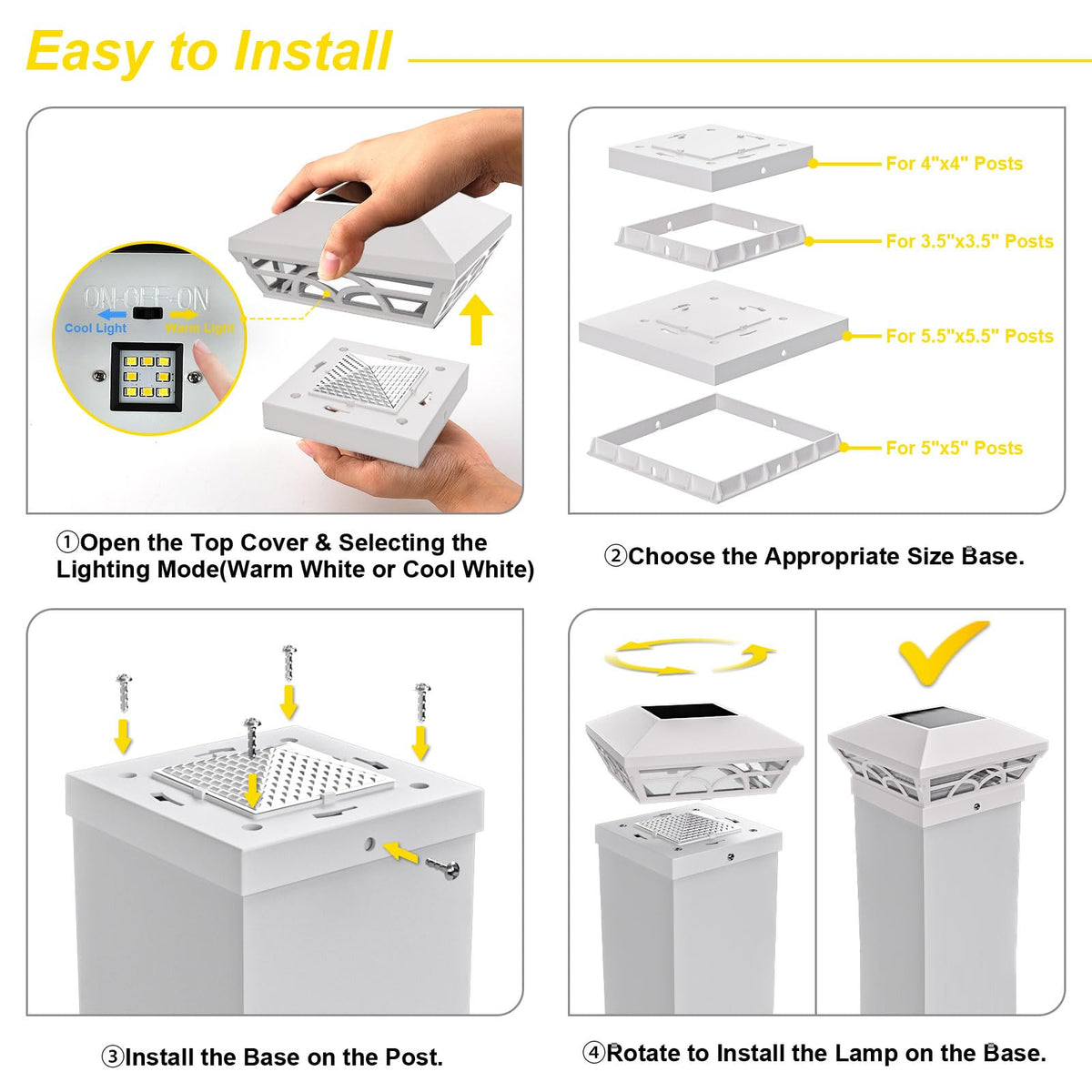 T-SUN easy-installation with included screws for fast outdoor lighting upgrades.