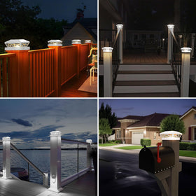 T-SUN dual-mode lights create warm porch ambiance or bright deck illumination.
