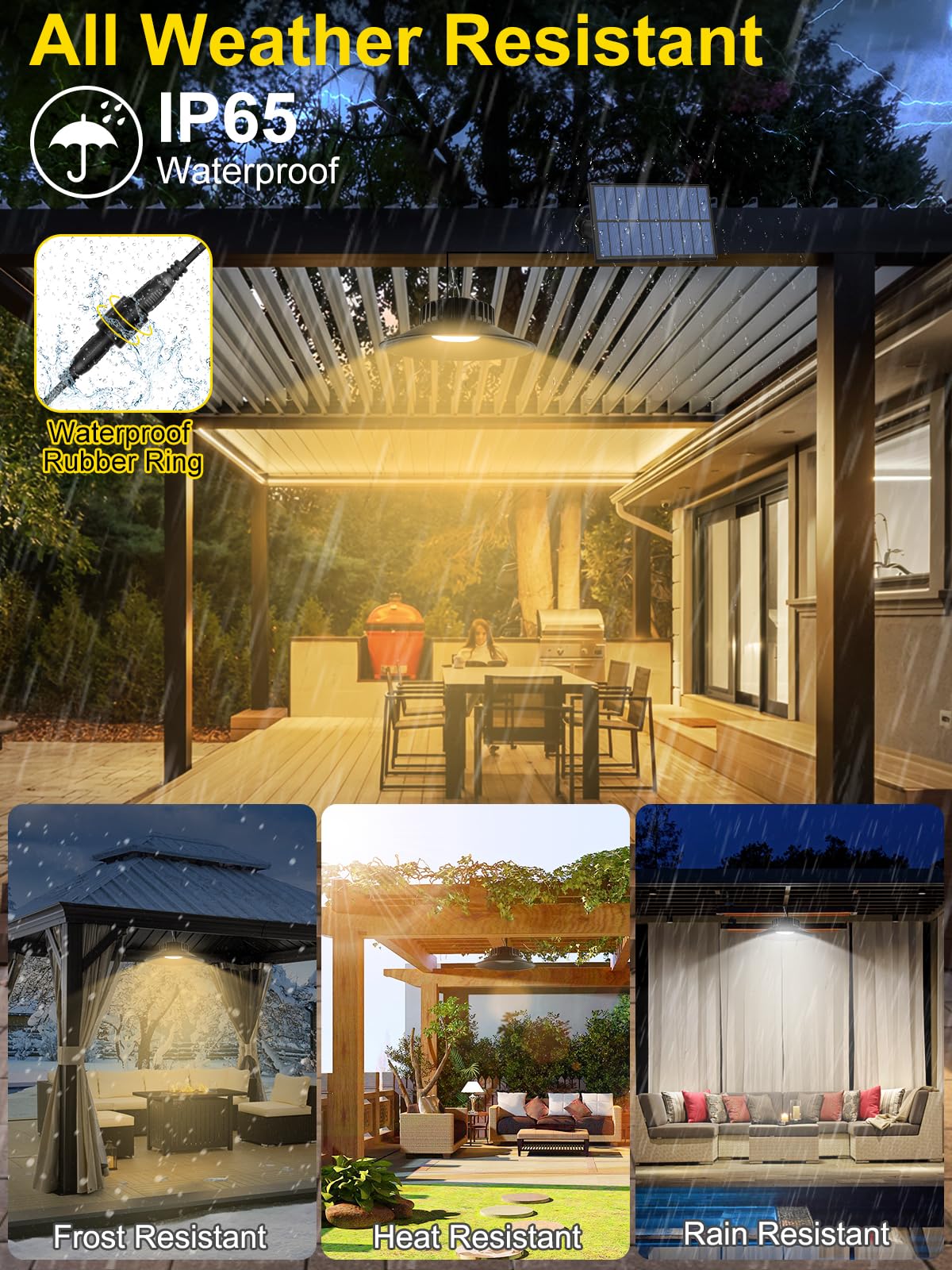 T-SUN IP65 waterproof solar pendant lights endure harsh weather