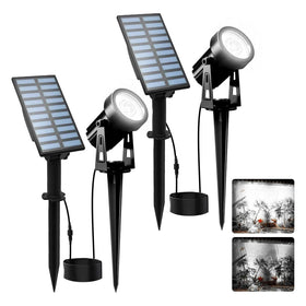T-SUNUS solar garden spot light brightens walkways with 6000K white illumination.