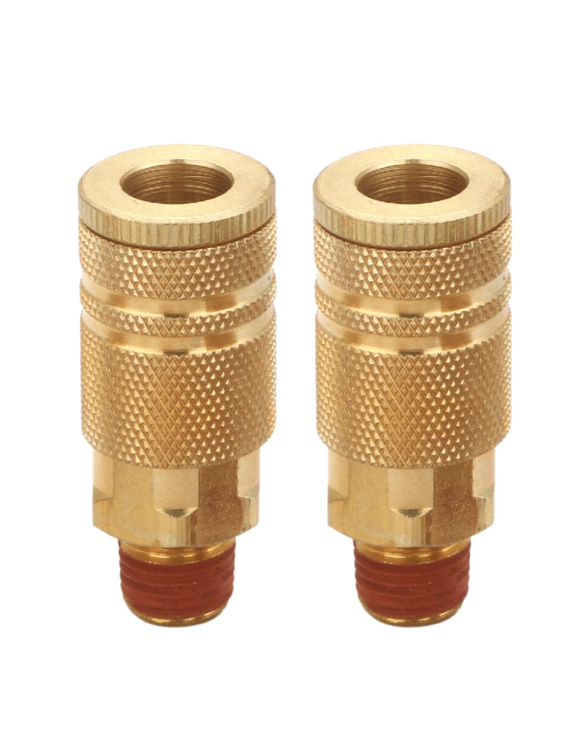 T TANYA HARDWARE 1/4 brass male coupler close-up shows durable corrosion resistance.