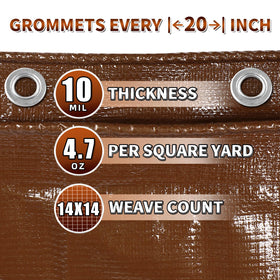 TA*RP YXCN reinforced corners reduce tearing when securing the tarp.