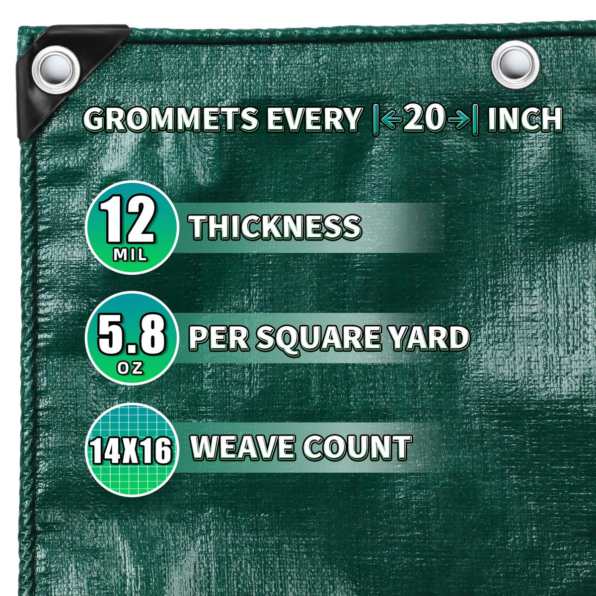 TA*RP YXCN waterproof tarp ideal for covering roofs, furniture, boats, and pools.