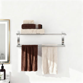 Taaji 2-tier shelf design stores towels and toiletries with easy reach.