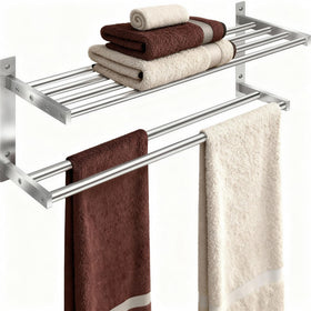 Taaji 24in towel rack with double bars in brushed nickel for quick towel access.
