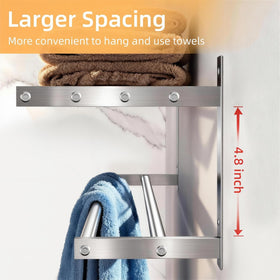 Taaji sturdy stainless steel base provides durable support for towels and robes.