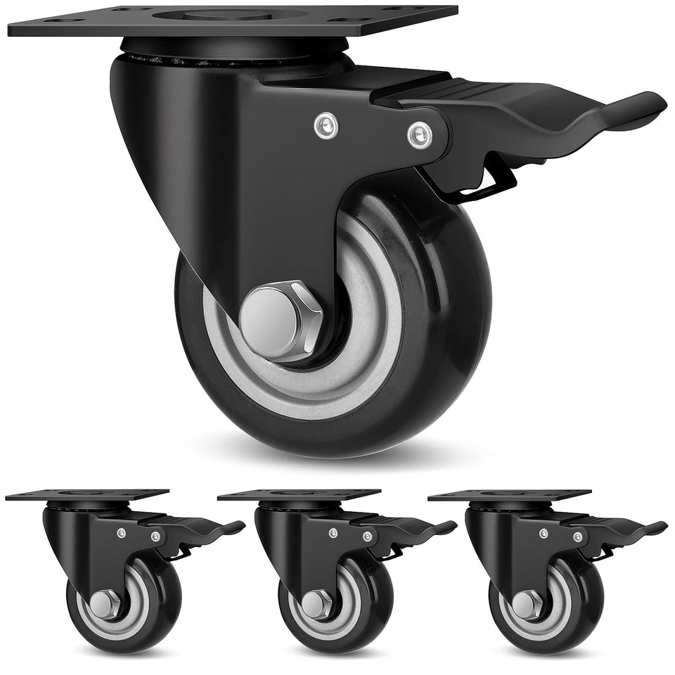 TABKEER 3-inch heavy-duty swivel caster with brake for stable movement.