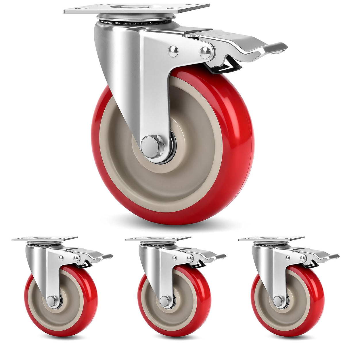 TABKEER 5-inch swivel caster with brake for stable mobility on tables and trailers.