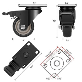 TABKEER wheel supports up to 400 lbs per caster for heavy-duty use.