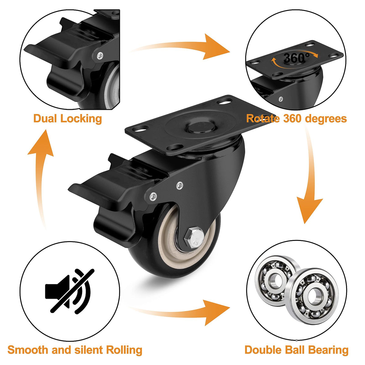 TABKEER polyurethane wheel delivers quiet, wear-resistant rolling.