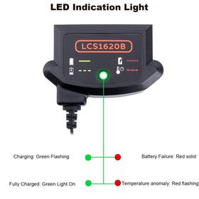 Tacerny LCS1620B charger compatible with LBXR20 and related Black & Decker batteries