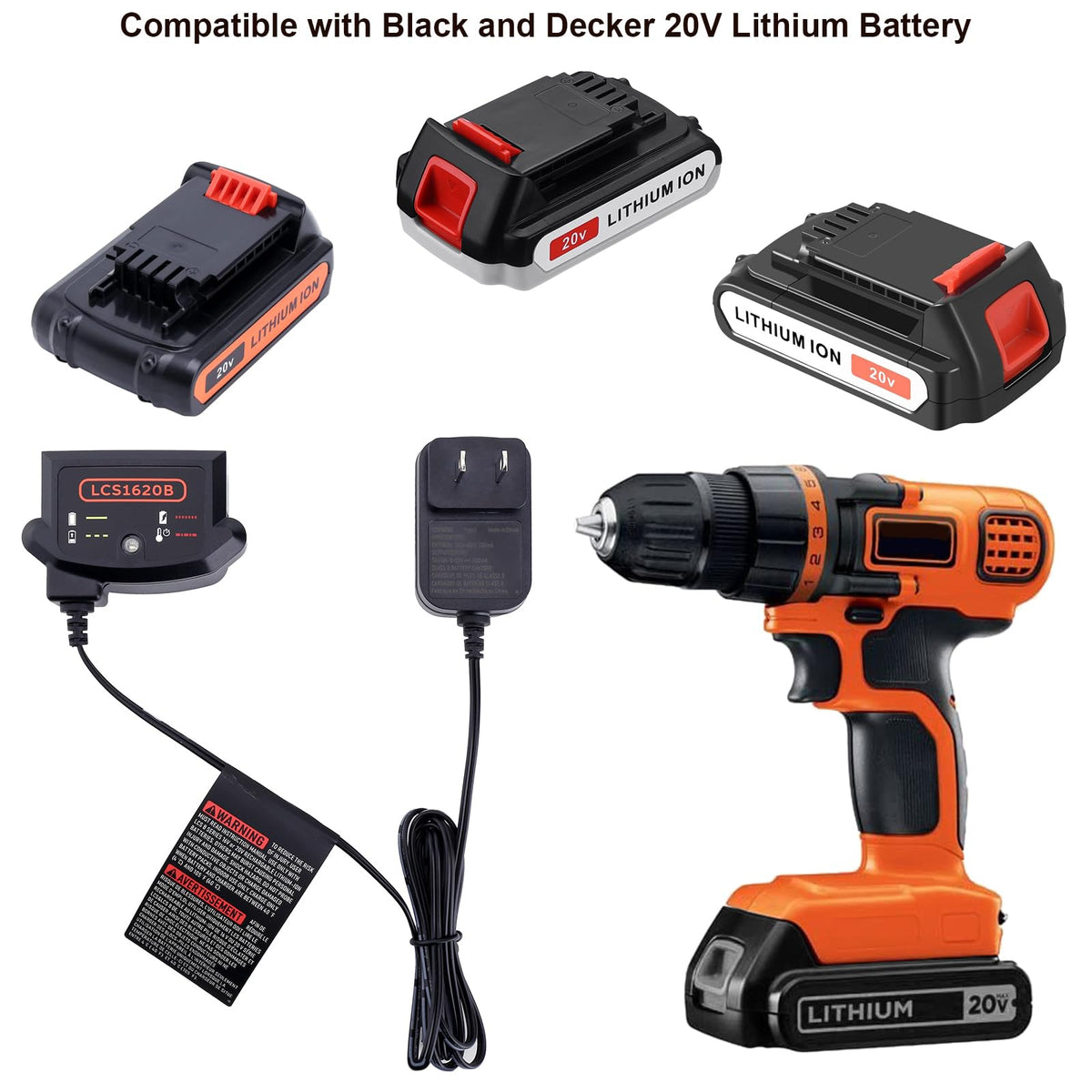 Tacerny LCS1620B compatibility list covers 12V and 20V MAX batteries