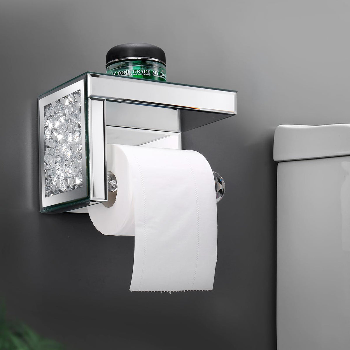 TACIDON bathroom shelf provides extra space for essentials.