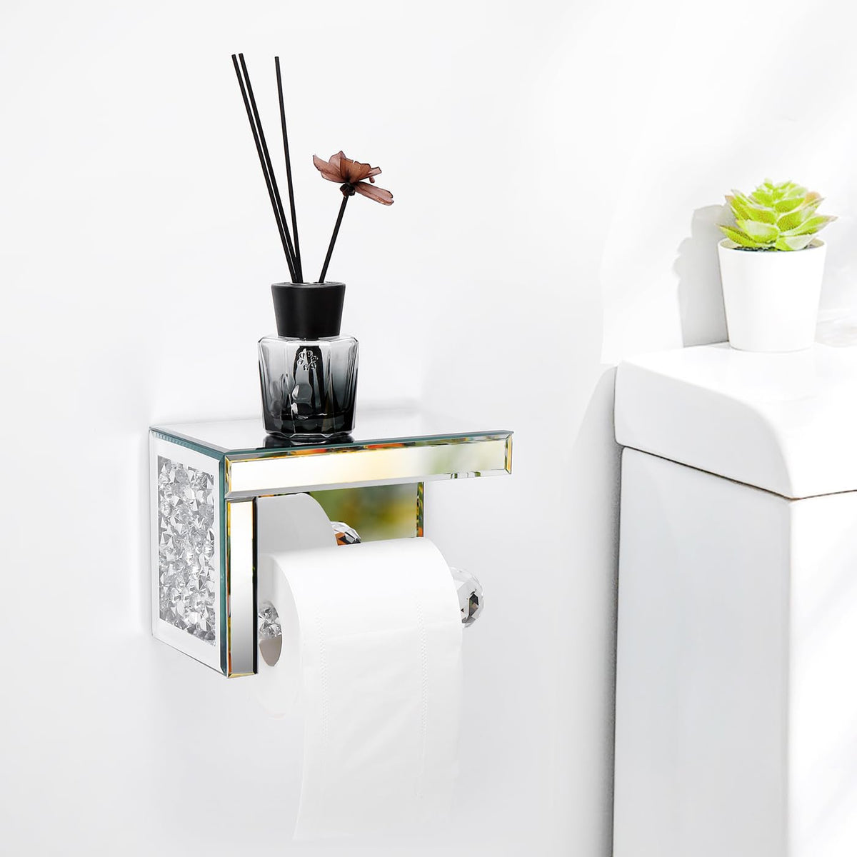 TACIDON glamorous diamond accent detail elevates bathroom decor.