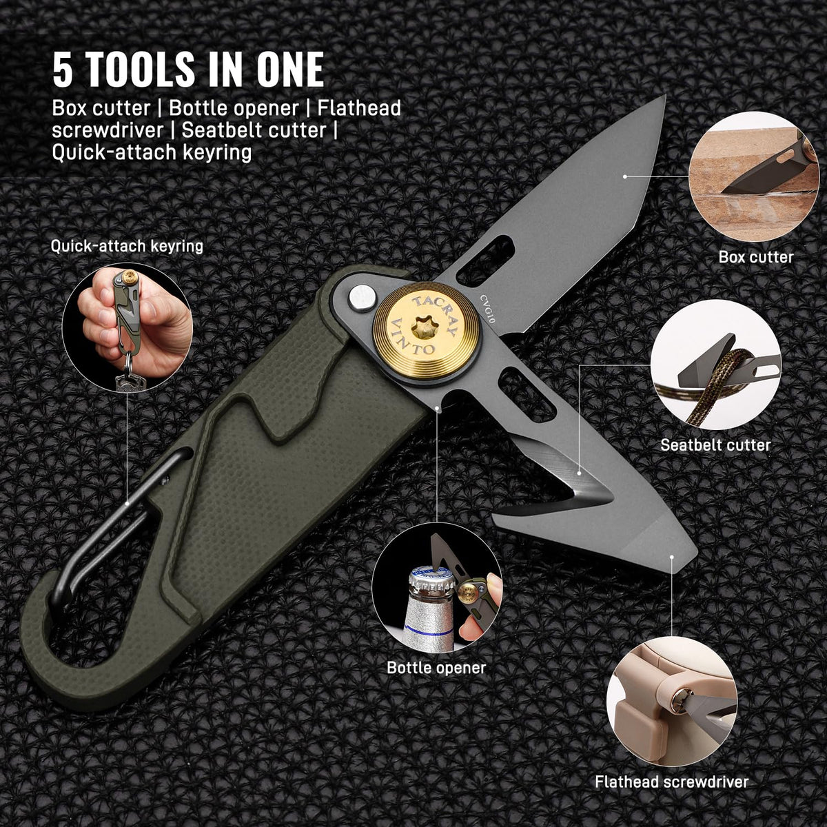 TACRAY Vinto bottle opener integrated for on-the-go refreshment and effortless cap removal.