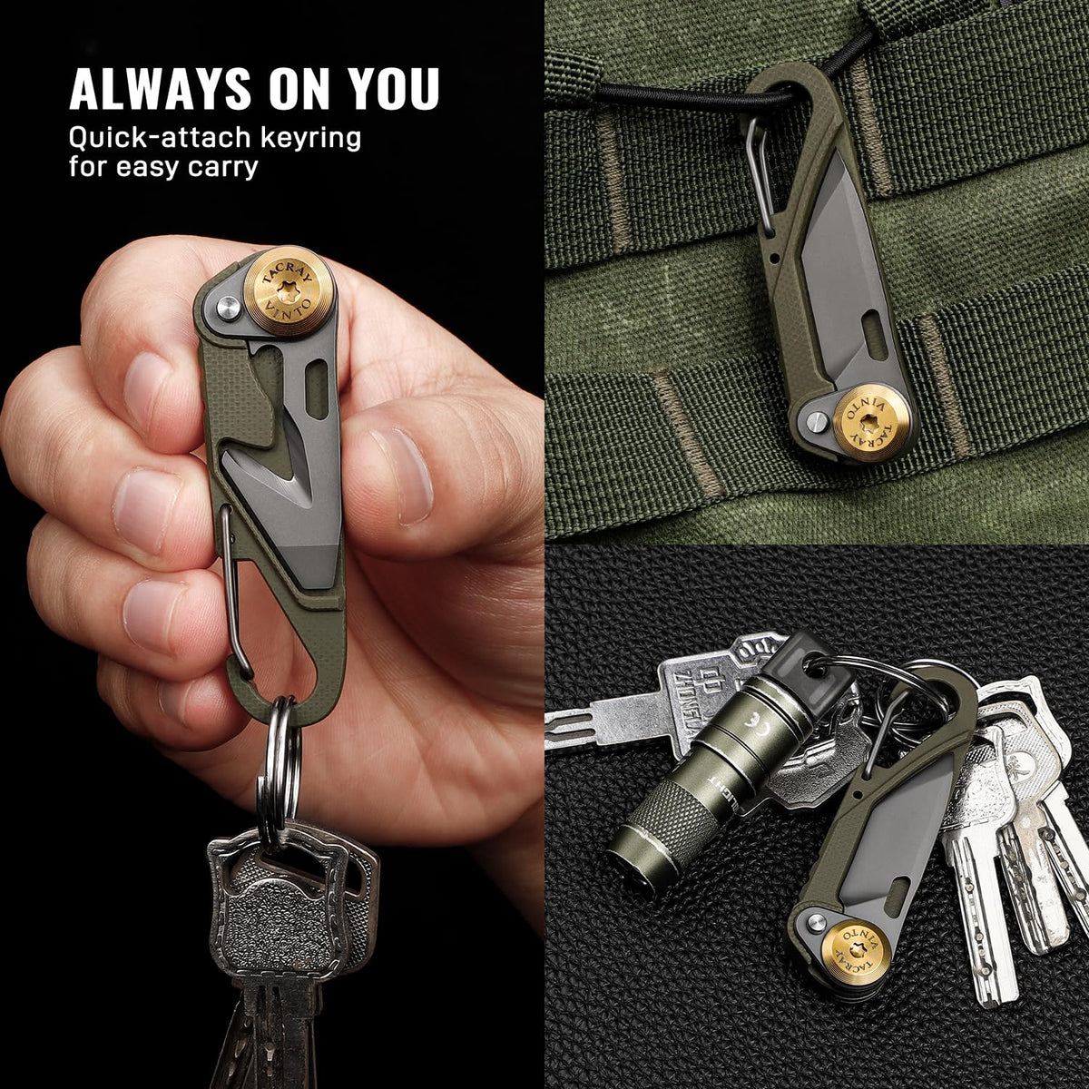 TACRAY Vinto keyring attachment keeps your tool accessible during daily routines.
